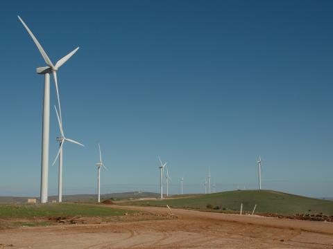 The wind farm in Kardam under construction