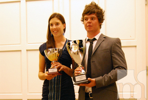 Ana Verchenova and Tommy King - winners of the Mtel golf championship